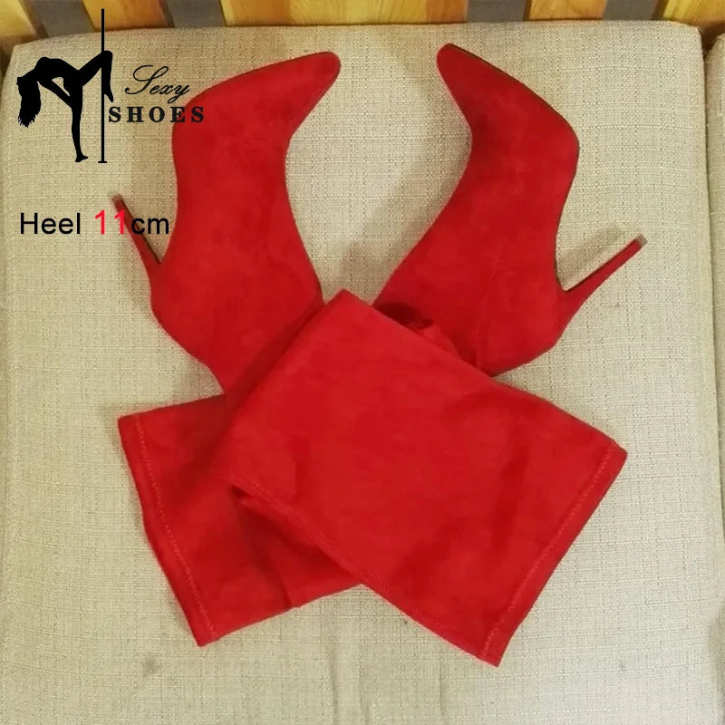 Stretch Slim Over-the-knee Boots Ladies Pointed Toe Stiletto Heels Autumn 2023 New Large Size Women Shoes Stage Show Thigh Boots