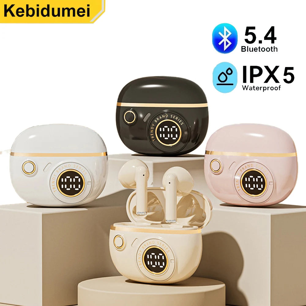 سماعات أذن بلوتوث 5.4 TWS لاسلكية سماعات أذن صغيرة شاشة LED سماعات رأس للألعاب سماعات أذن ستيريو هاي فاي لتقليل الضوضاء