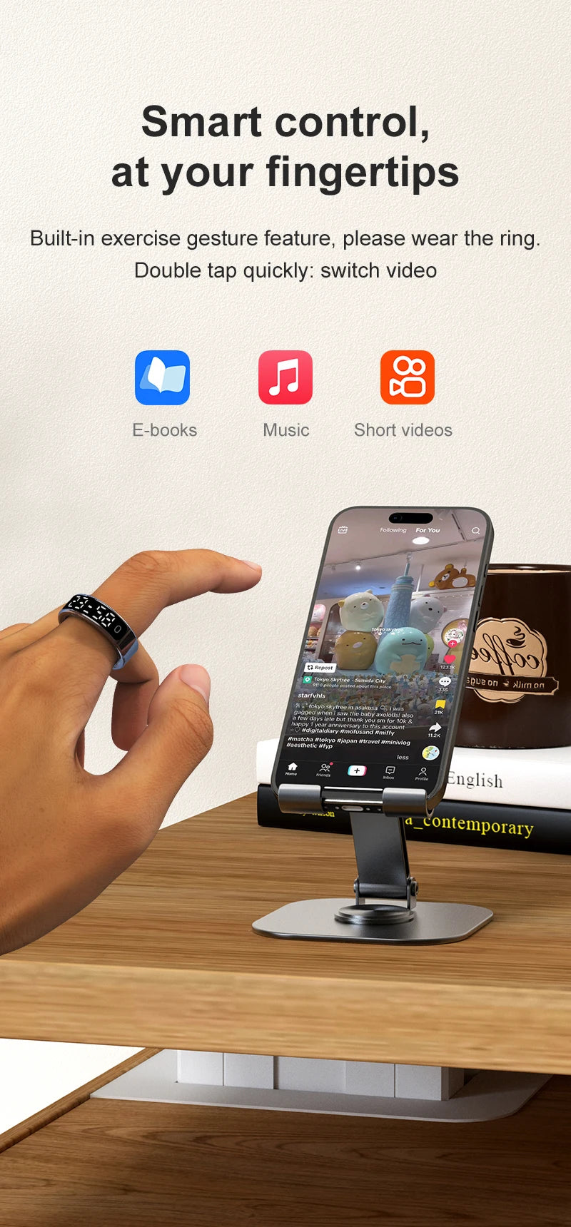 For Android IOS Phones Men Women Smart Ring With Charging Case Information Reminder Fitness Rings Pedometer Sleep Health Monitor