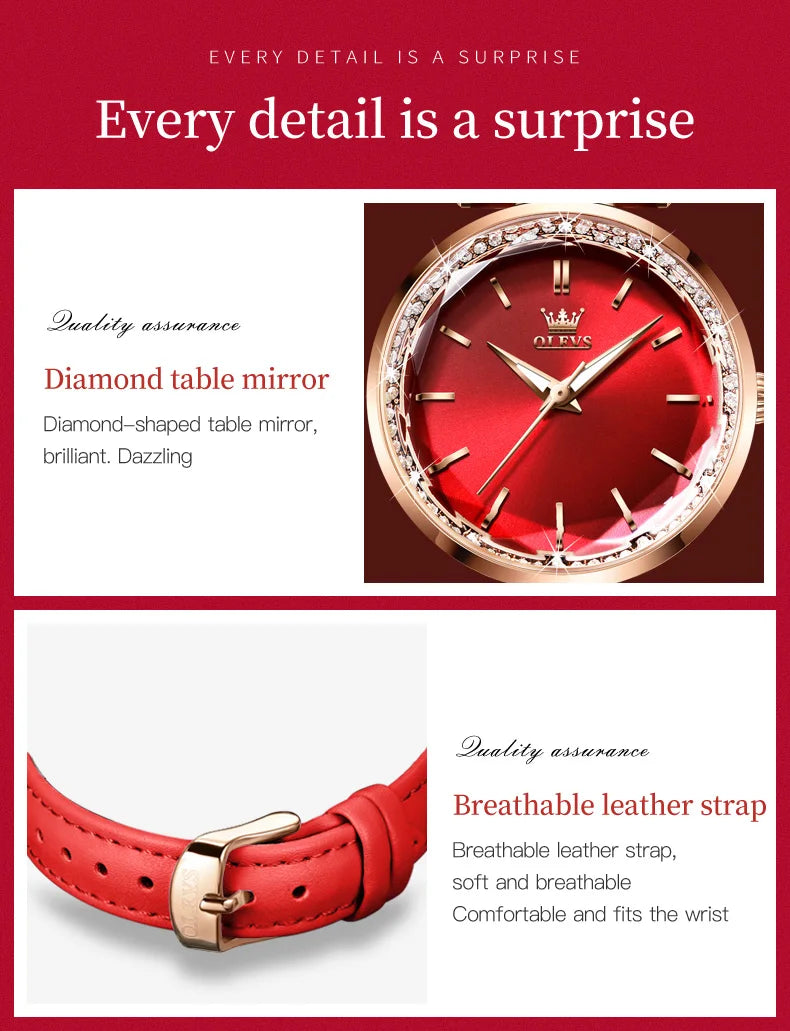 OLEVS Brand watch fashion diamond-encrusted outer ring ladies quartz watch waterproof watch 6645 SwiftNest