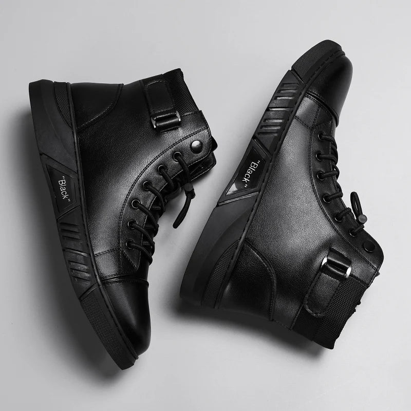 Men's Boots Autumn Short boots Black Classic Chelsea Boots Outdoor High top Leather Shoes ANKLE Boots Work Shoes
