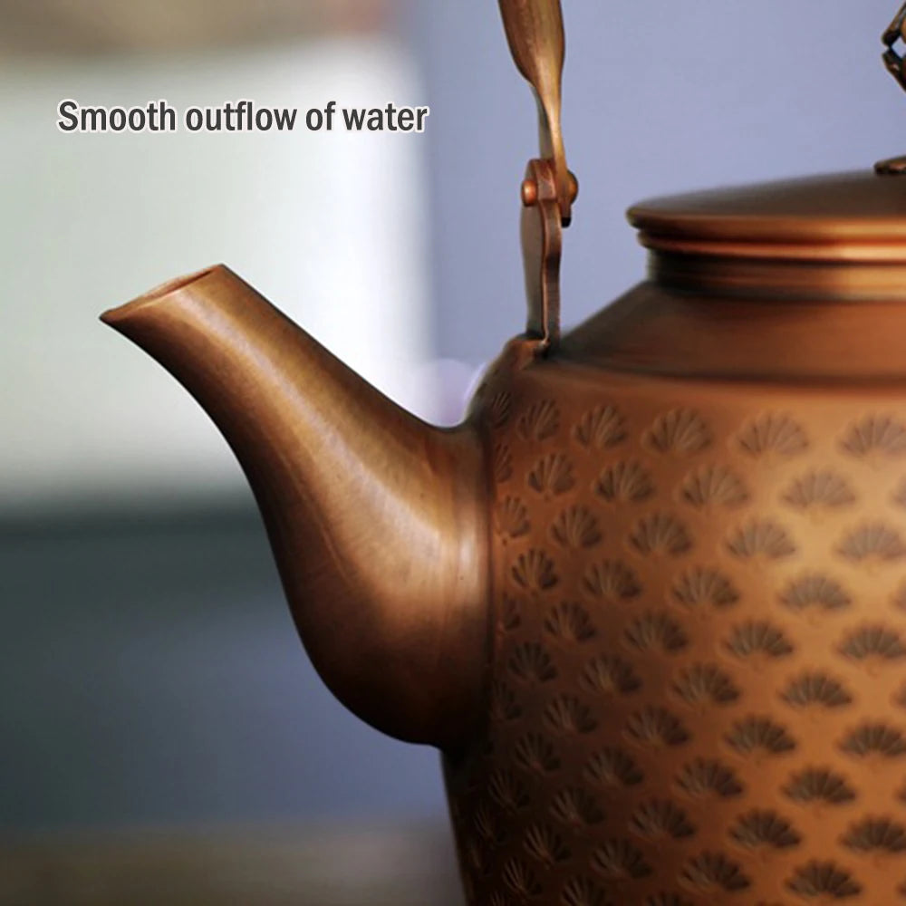 New high-capacity red copper teapot, Household gas stove boiling water kettle, Health wellness tea kettle, Kungfu tea set, 2.0L