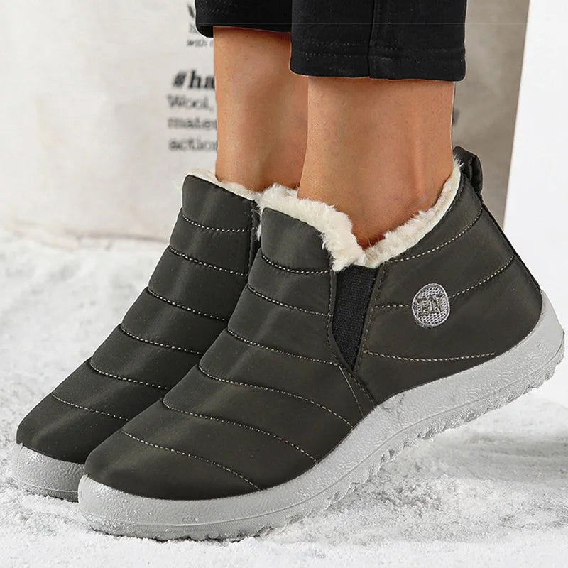 Women's Boots Women Winter Boots Warm Fur Winter Shoes For Women Snow Boots Lightweight Ankle Botas Mujer Black Combat Botines