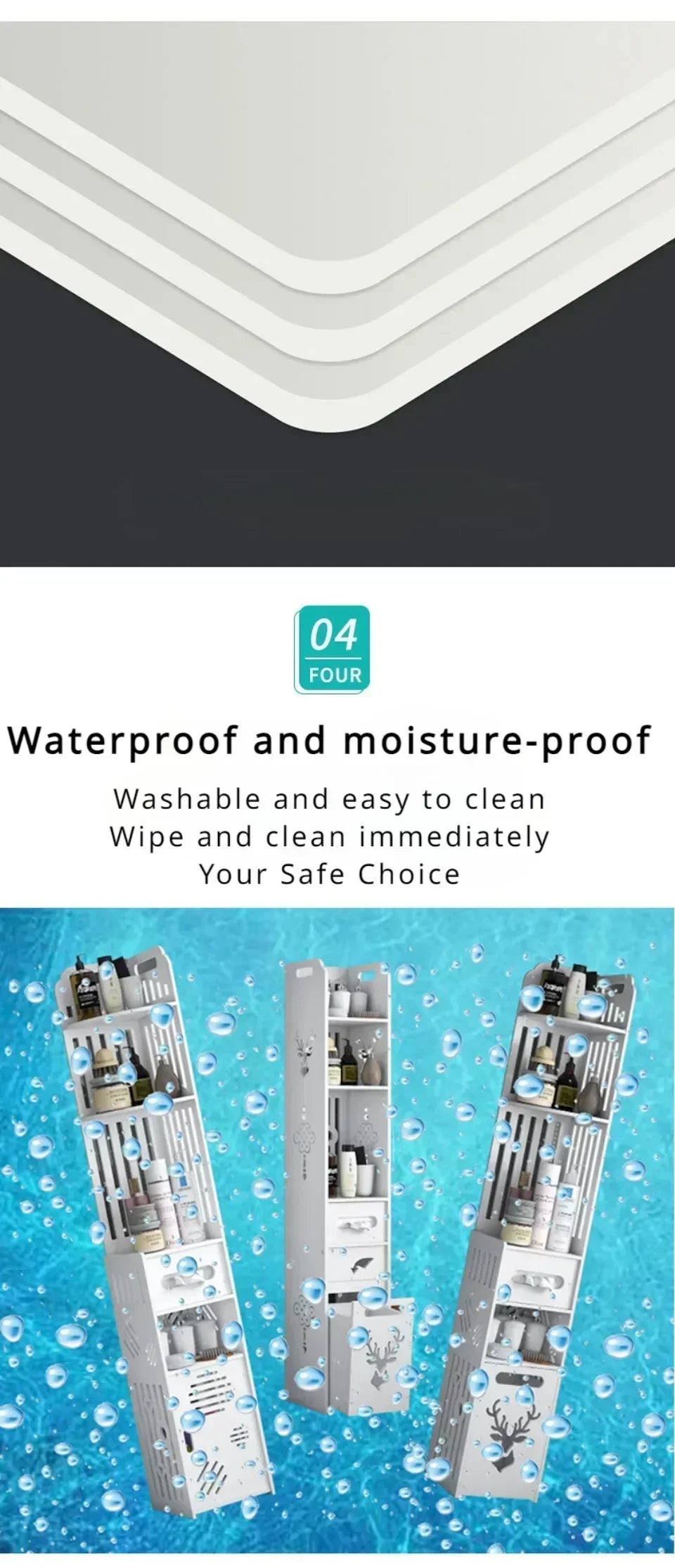 Bathroom Storage Cabinet Large Capacity Narrow Seam Storage Rack Waterproof Storage Rack Bathroom Floor Standing Storage Rack