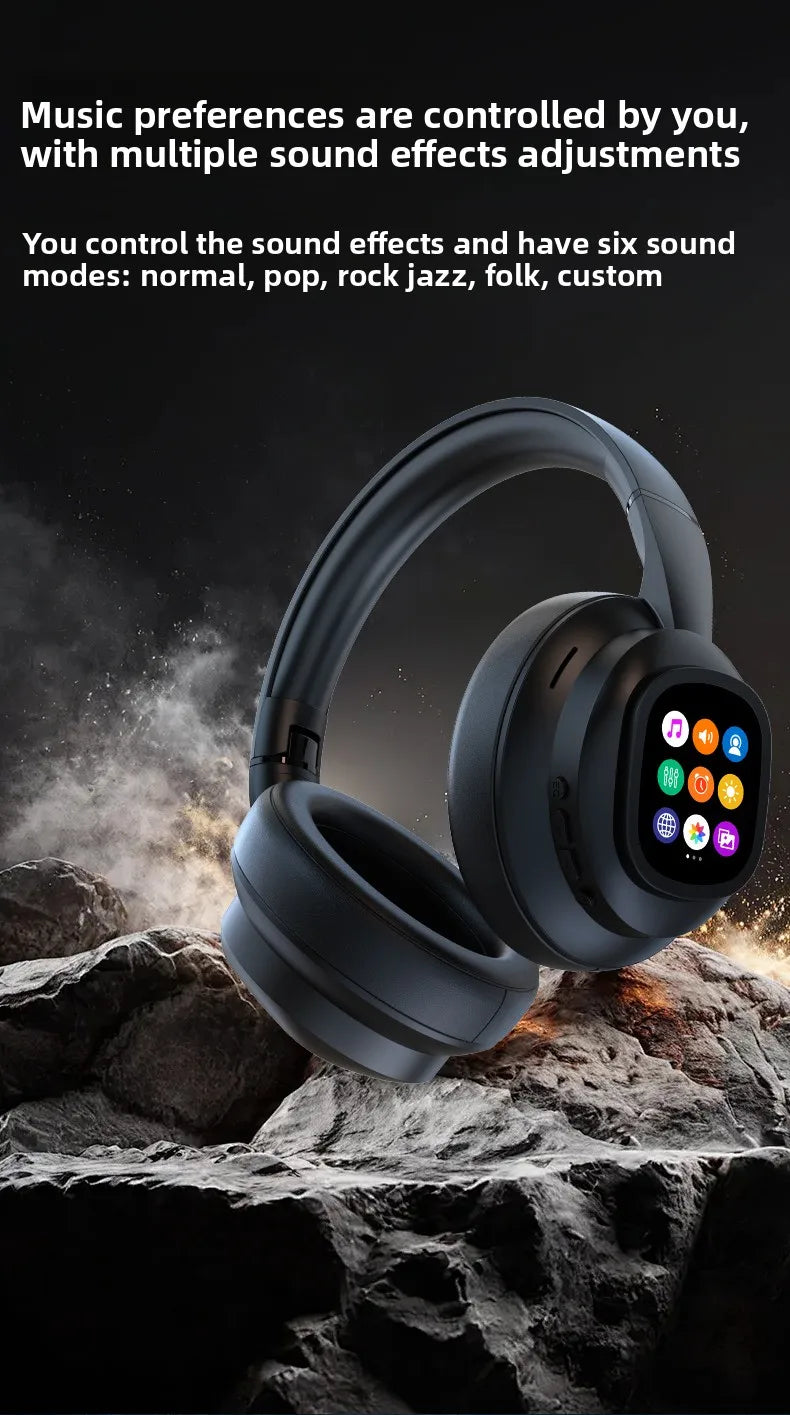 New HYUNDAI X1PRO Wireless Bluetooth 6.0 Headphone,AI Translation Earphones,100+Languages,With Magnetic Touch Control LED Screen