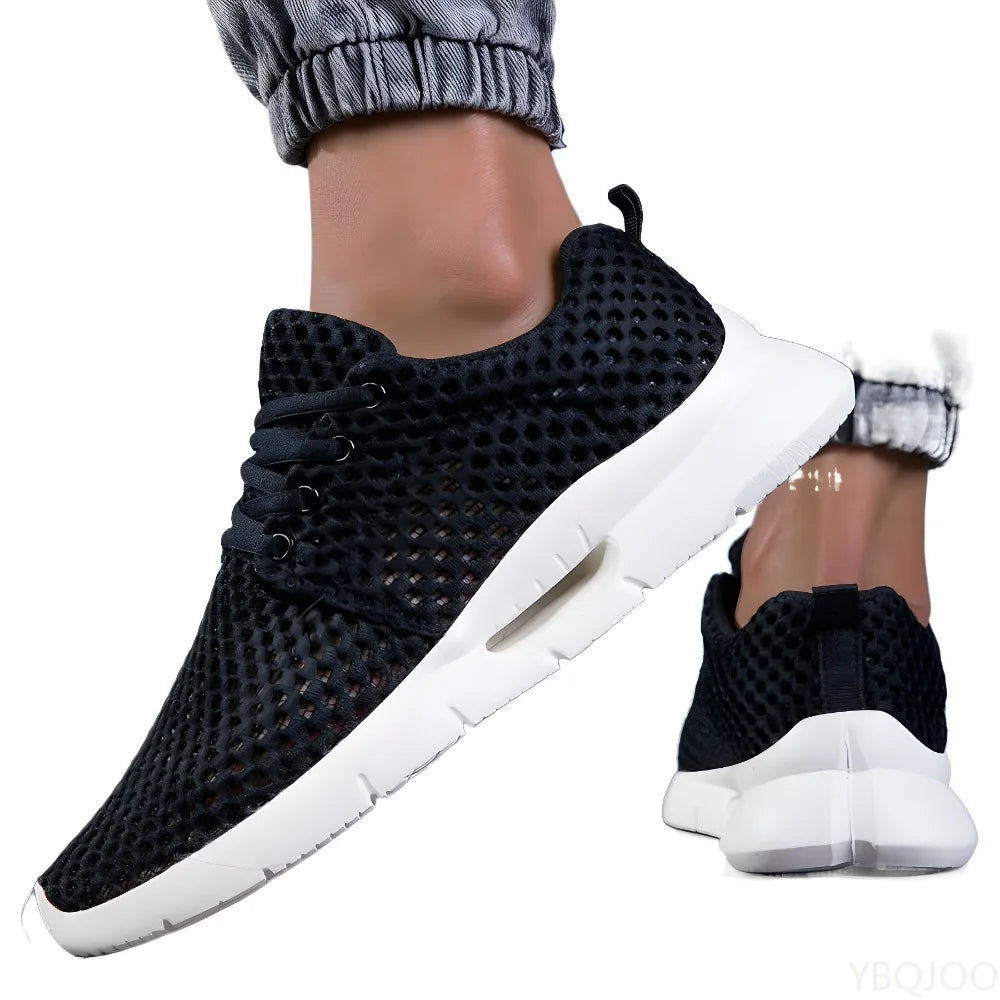 Spring and Autumn Lightweight Breathable Mesh Solid Color Strap Sports Shoes Anti slip Outdoor Breathable Men's Running Shoes