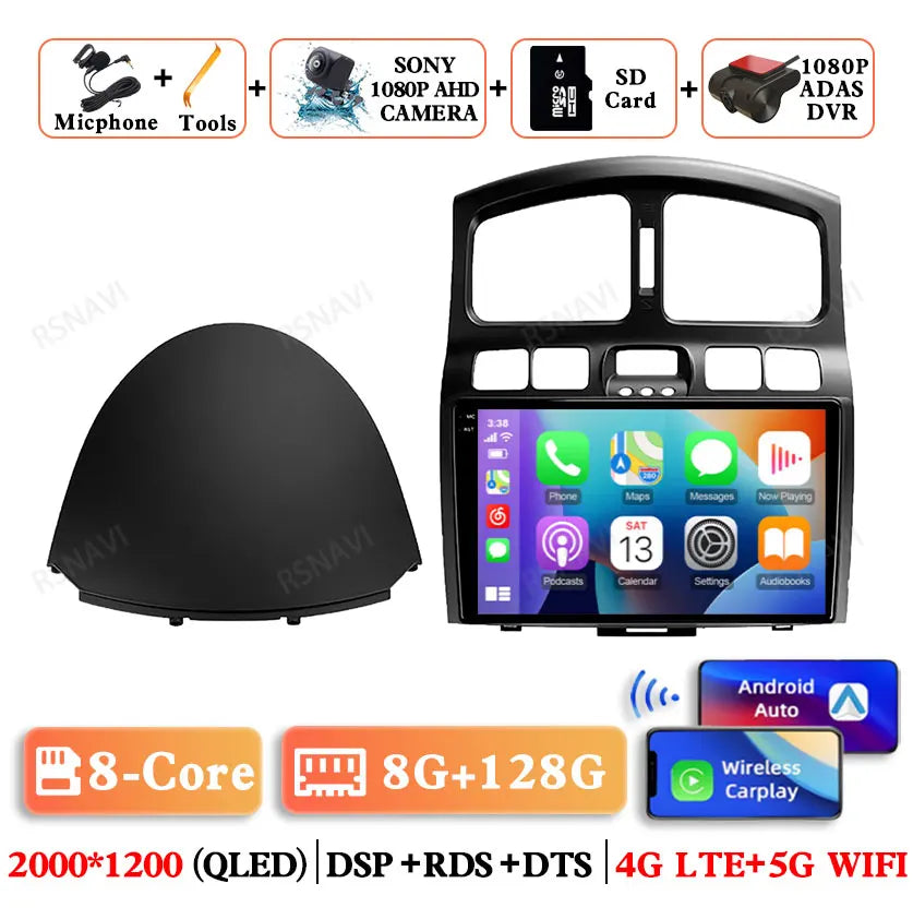 Android 15 For Hyundai Classic Santa Fe 2000-2004 JAC S1 (Rein) 2005-2015 Car Radio Qualcomm BT GPS Navigation QLED 5G WIFI AUTO