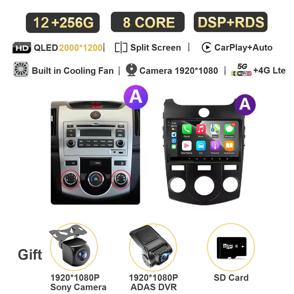 Android For KIA Forte Cerato 2 Porte Koup 2008 2009 2014 Auto Car Intelligent Systems AutoMotiveCarplay Auto Screen Wireless