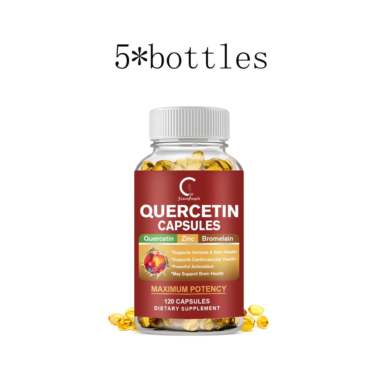 Quercetin Capsules Supplement Quercetin with Bromelain Capsule- Non-GMO - Gluten Free - Supports Overall Health & Well Being