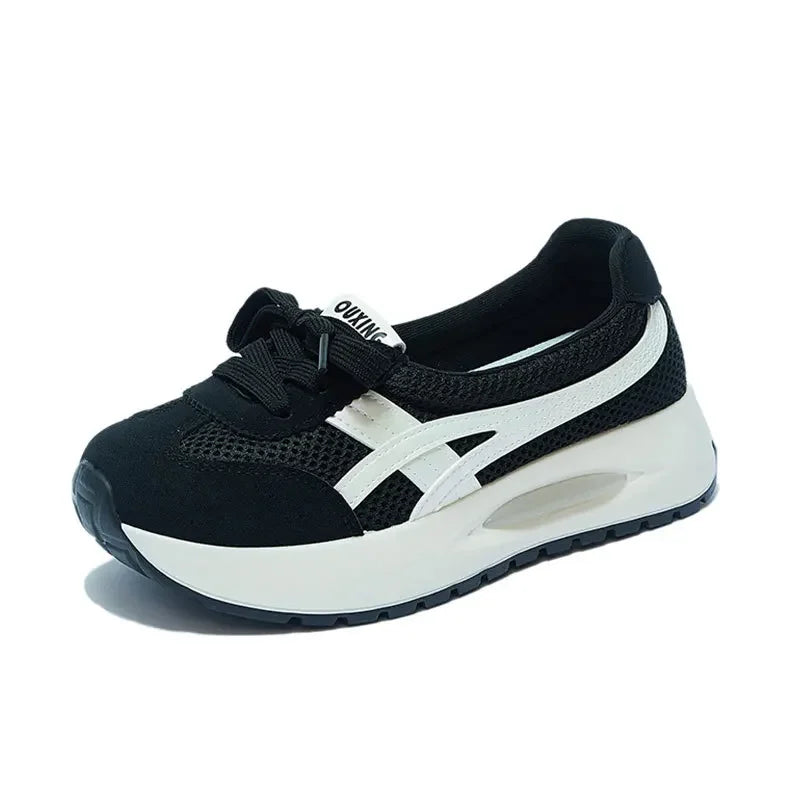 2024 Autumn New Mesh Casual Women's Flat Shoes Fashion Round Head Wedge Light and Smooth Women's Vulcanized Shoes