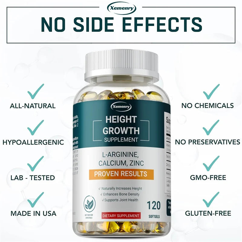 Height Growth Supplements - Supports Bone Health, Strengthens Bones, Is Well Absorbed, and Promotes Natural Height Growth