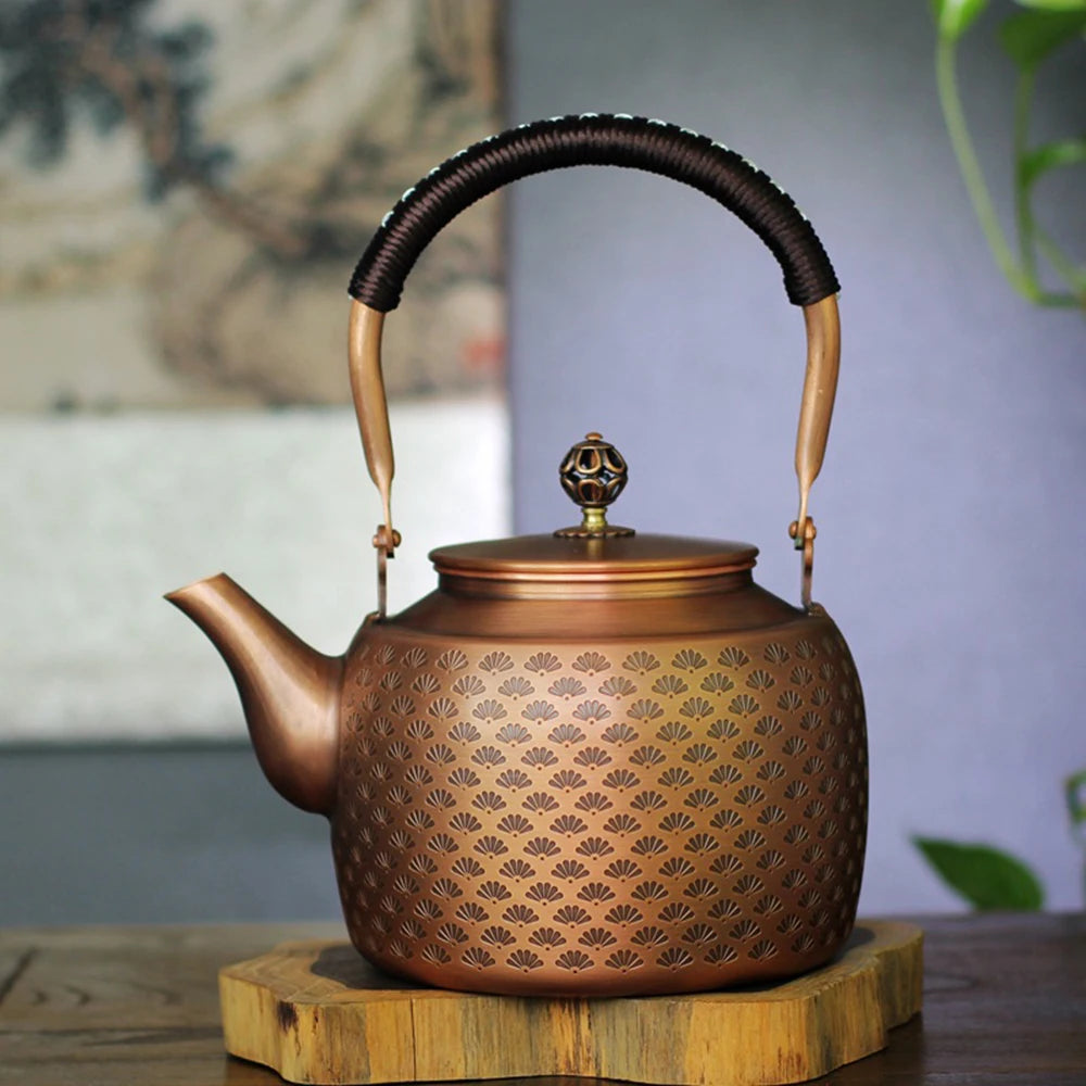 New high-capacity red copper teapot, Household gas stove boiling water kettle, Health wellness tea kettle, Kungfu tea set, 2.0L