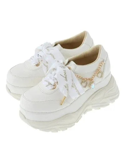 Liz Japanese Heart Shape Rhinestone Pearl Mine Series Thick Bottom Platform Lolita Casual Muffin Shoes Sweet Sports Shoes