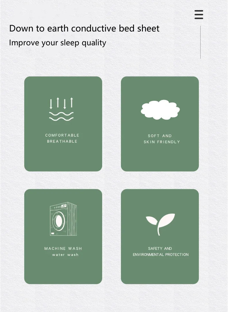 Earthing Bed Sheet Flat Sheet Earth AU Plugs/ UK Plugs/ EU Plugs Benefit Nature Health Well Grounded Gold Connection Earth Cord