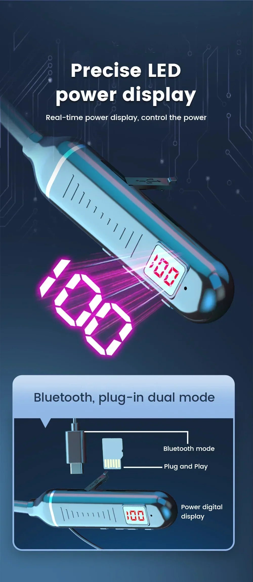 سماعات أذن بلوتوث 5.2، سماعات حول الرقبة، سماعات رأس لاسلكية TWS، ستيريو هاي فاي، شاشة رقمية LED، وضع مزدوج، سماعات أذن مقاومة للماء