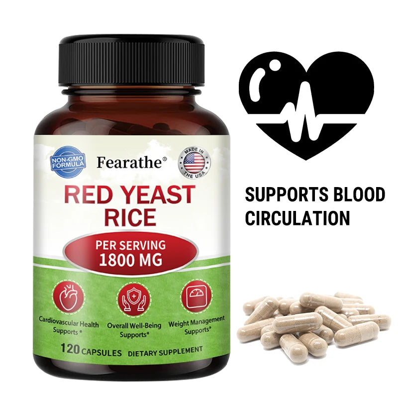 Red Yeast Rice,120 Capsules,Supports Cardiovascular Health,Helps Maintain Healthy Circulation,and Promotes Overall Well-being