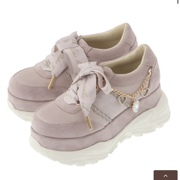 Liz Japanese Heart Shape Rhinestone Pearl Mine Series Thick Bottom Platform Lolita Casual Muffin Shoes Sweet Sports Shoes