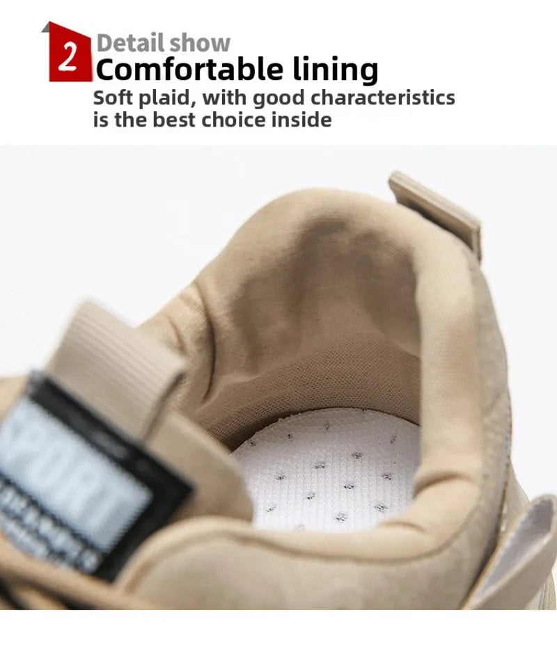 Men's Sneakers Waterproof Work Boots Workwear Shoes Thick Soled Plush Cold Resistant Lace Up Anti Slip Cotton Shoes 2025