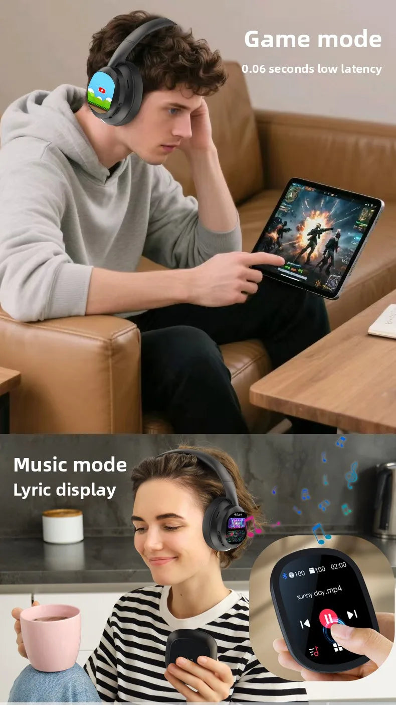 New HYUNDAI X1PRO Wireless Bluetooth 6.0 Headphone,AI Translation Earphones,100+Languages,With Magnetic Touch Control LED Screen