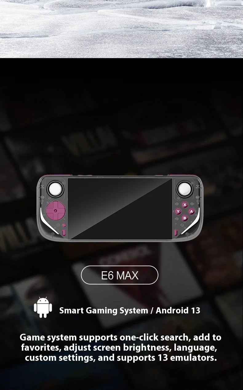 2025 Edition   Android E6 Max Handheld Console - 5" 32-Point Touch Screen with 5G Dual-Band, Portable Gaming Device for Fans  ﻿