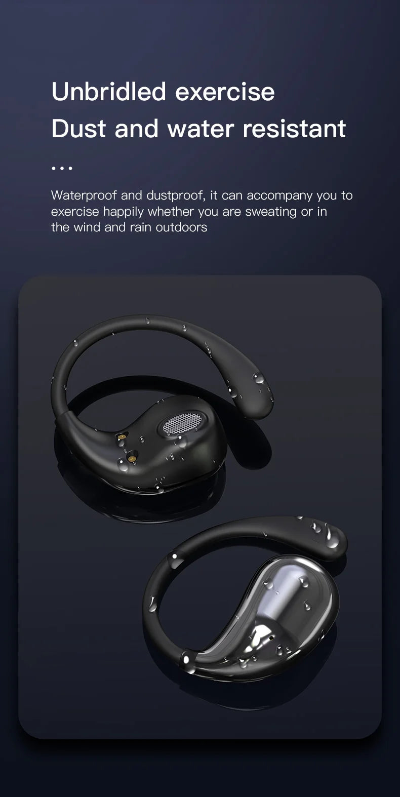 Bluetooth 5.4 Ear Hook Headphones TWS Wireless Earphones HiFi Stereo Waterproof Headsets LED Display Long Standby Touch Earbuds