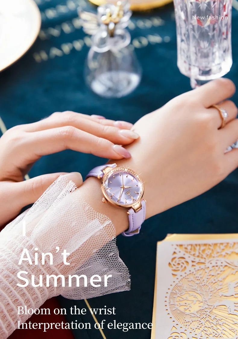 OLEVS Brand watch fashion diamond-encrusted outer ring ladies quartz watch waterproof watch 6645 SwiftNest