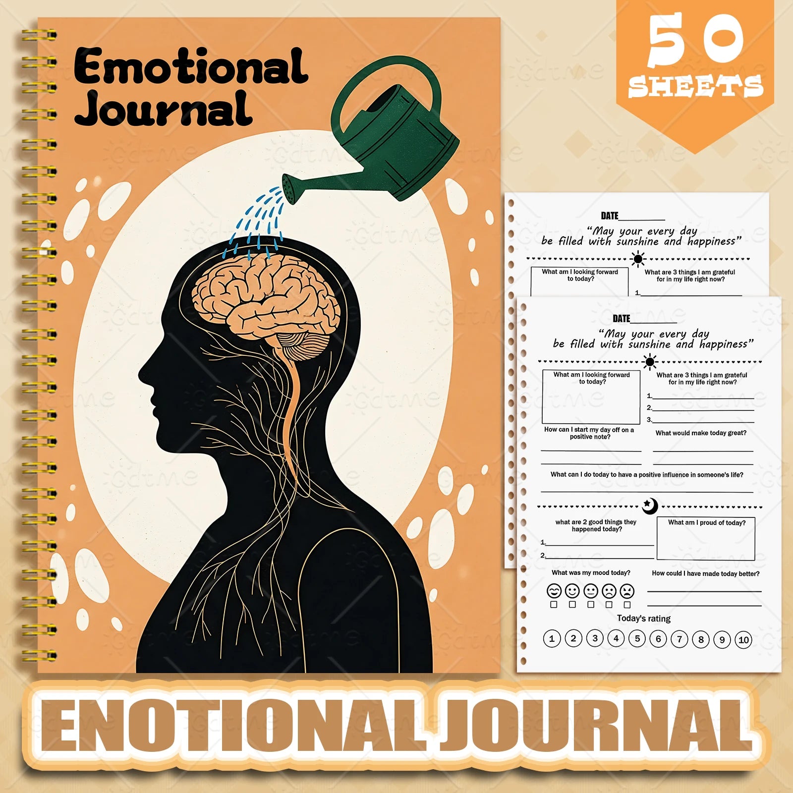 EMOTIONAL JOURNAL --Adult Mental Health Planner,Wellness Workbook,Therapy Worksheet,Anxiety Management,Self Care Tracker