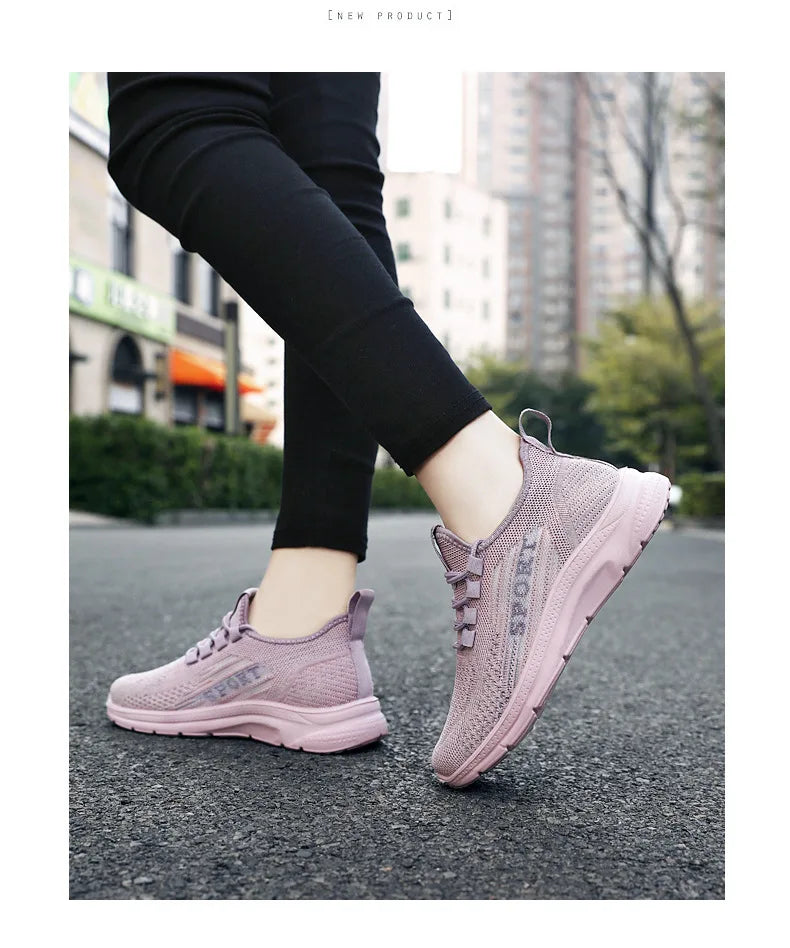 Sneakers 2025 New Fashion Wedge Platform Plus Size Casual Sports Shoes Women Lace-up Mesh Breathable Women's Vulcanized Shoes