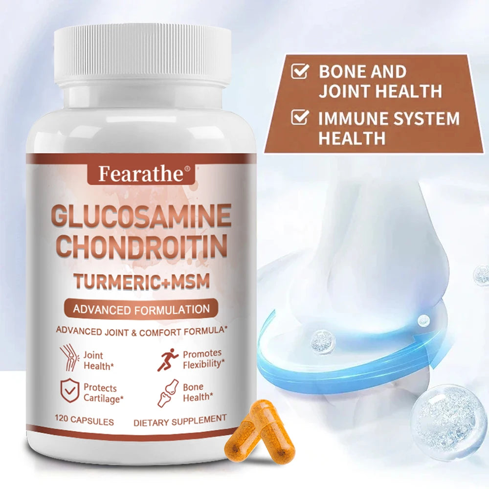 Glucosamine Chondroitin Turmeric MSM Supplement, Support Joint and Bone Health, Promote Immune Health, Cartilage Health