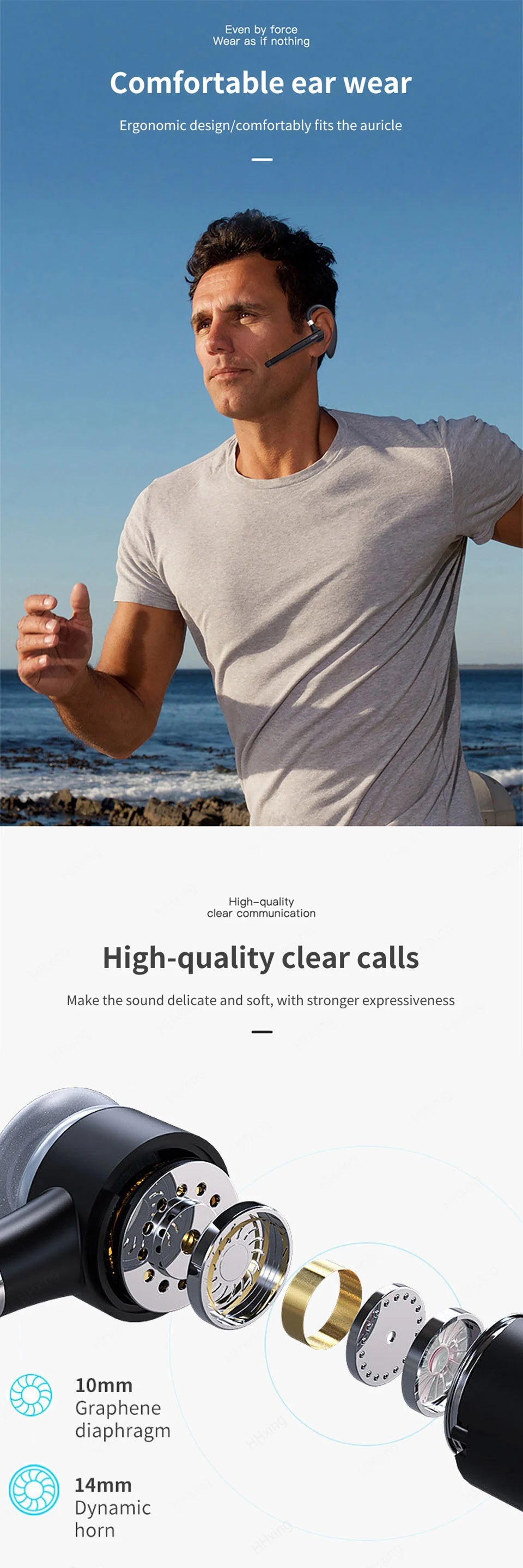 Wireless Headphones Bluetooth Headset With Microphone Earphones  Handsfree Noise Canceling Audifonos Talking Business Driving