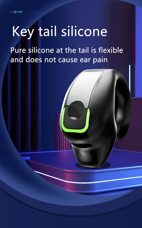 سماعة بلوتوث مع ميكروفون، مشبك أذن، سماعة أذن لاسلكية TWS، سماعة أذن واحدة عالية الدقة ستيريو هاي فاي، تحكم باللمس، رياضية للرجال