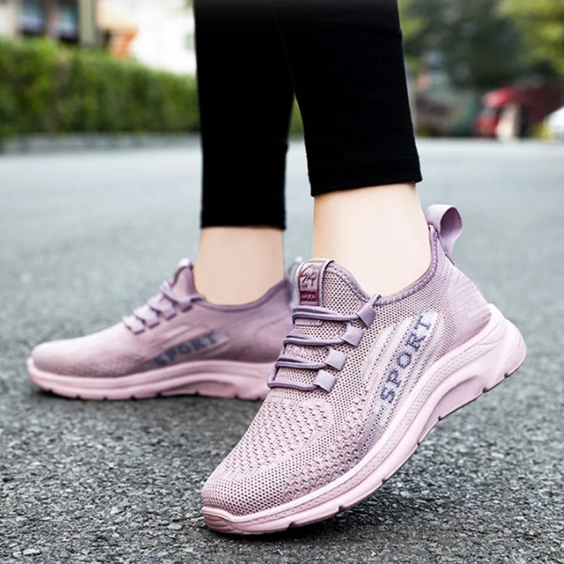 Sneakers 2025 New Fashion Wedge Platform Plus Size Casual Sports Shoes Women Lace-up Mesh Breathable Women's Vulcanized Shoes