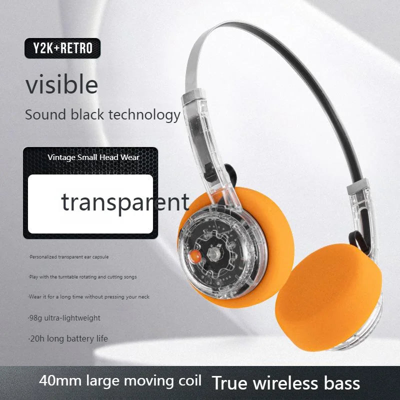 Bluetooth Headset Light Weight Retro Style Rechargable Small Head Long Battery Life Rotary Switch Headphone Cool Beautiful