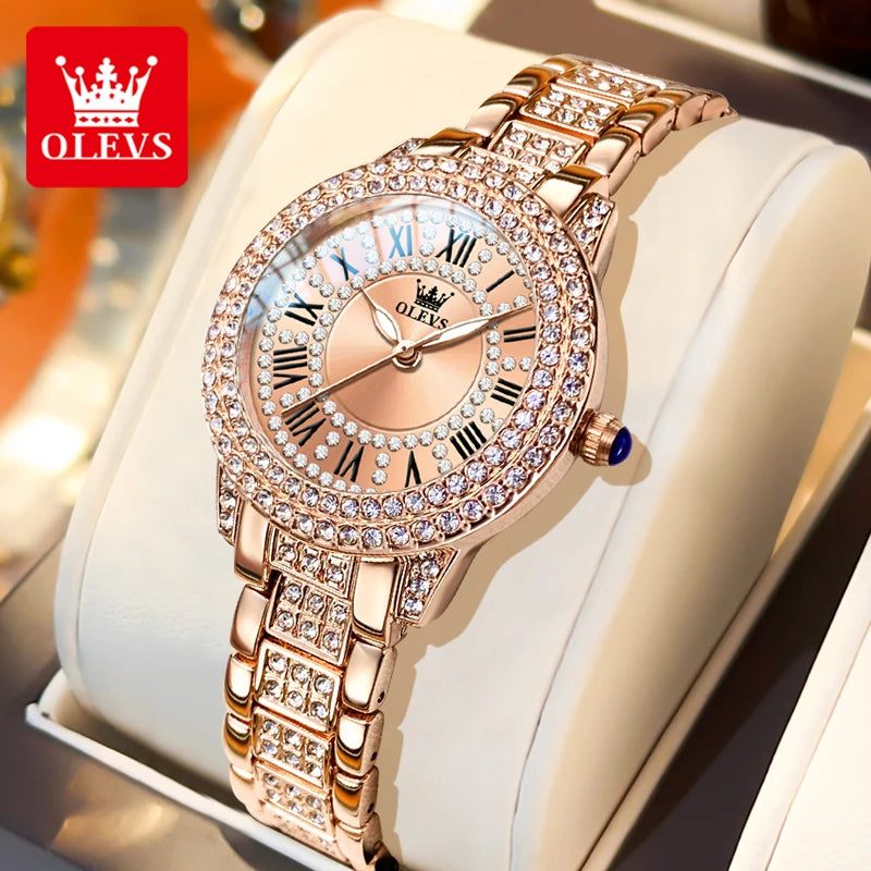 OLEVS 9943 Luxury Elegant Women's Watches Full Diamond Dial Waterproof Fashion Quartz Watch for Ladies Original Authentication SwiftNest