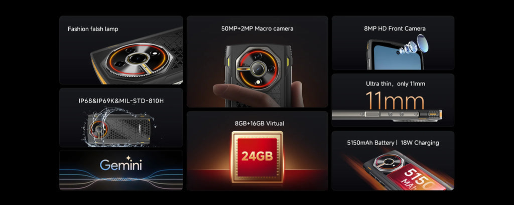 4G Rugged Smartphone LAGENIO Panther 2 Pro Android 15 8GB+256GB Mobile Phone 50MP 5150mAh 6.7 " HD Ultra-thin Cellphone Gemini