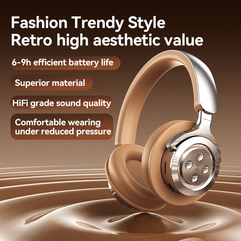 سماعات رأس بلوتوث 5.3، سماعات رأس للألعاب، سماعات أذن لاسلكية ثنائية الوضع، قابلة للطي، سماعات رأس موسيقية لتقليل الضوضاء لأجهزة iPhone وXiaomi