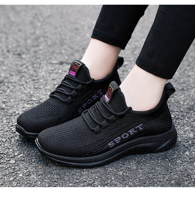 Sneakers 2025 New Fashion Wedge Platform Plus Size Casual Sports Shoes Women Lace-up Mesh Breathable Women's Vulcanized Shoes