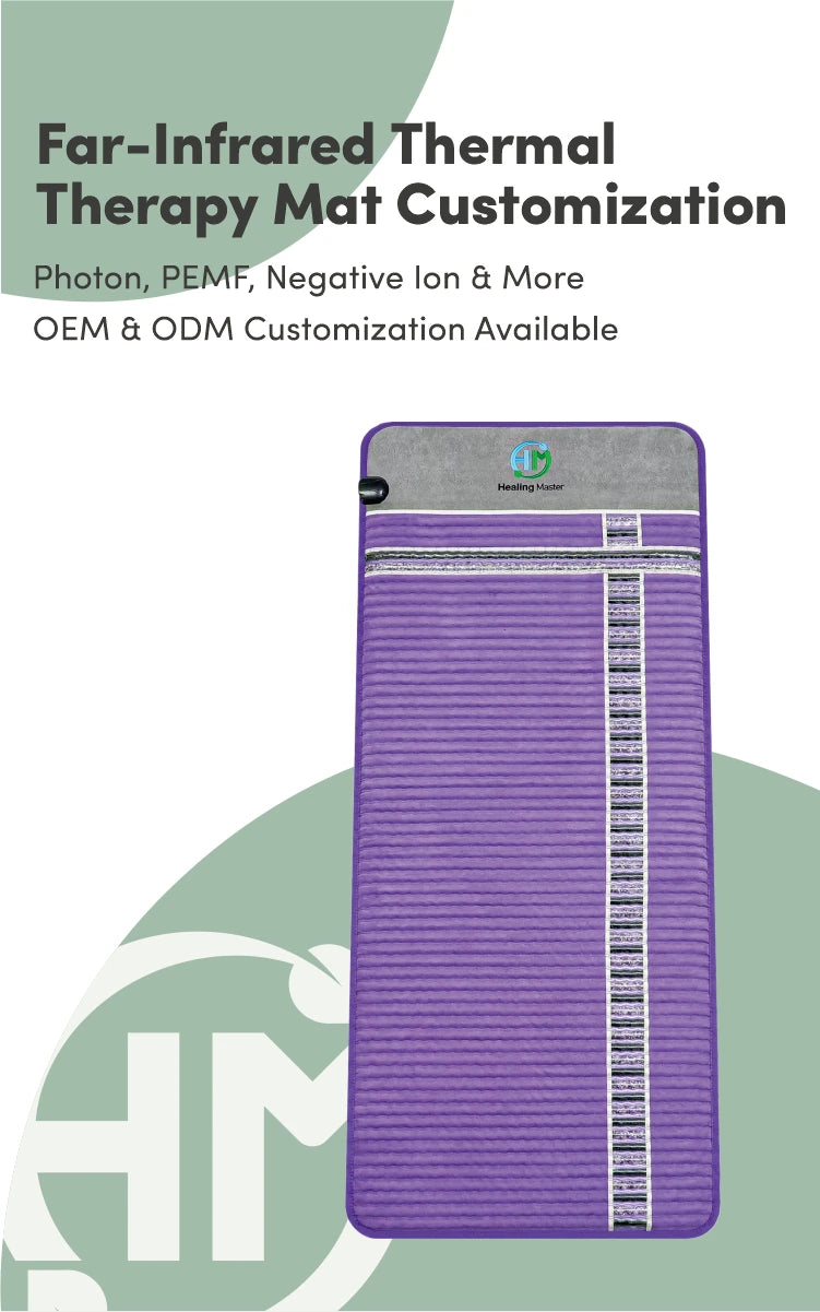 مرتبة تدليك بالأشعة تحت الحمراء البعيدة من حجر الجمشت PEMF عالي الجرعة 1-50 هرتز من التورمالين والأيونات السالبة للعناية بالصحة والعافية