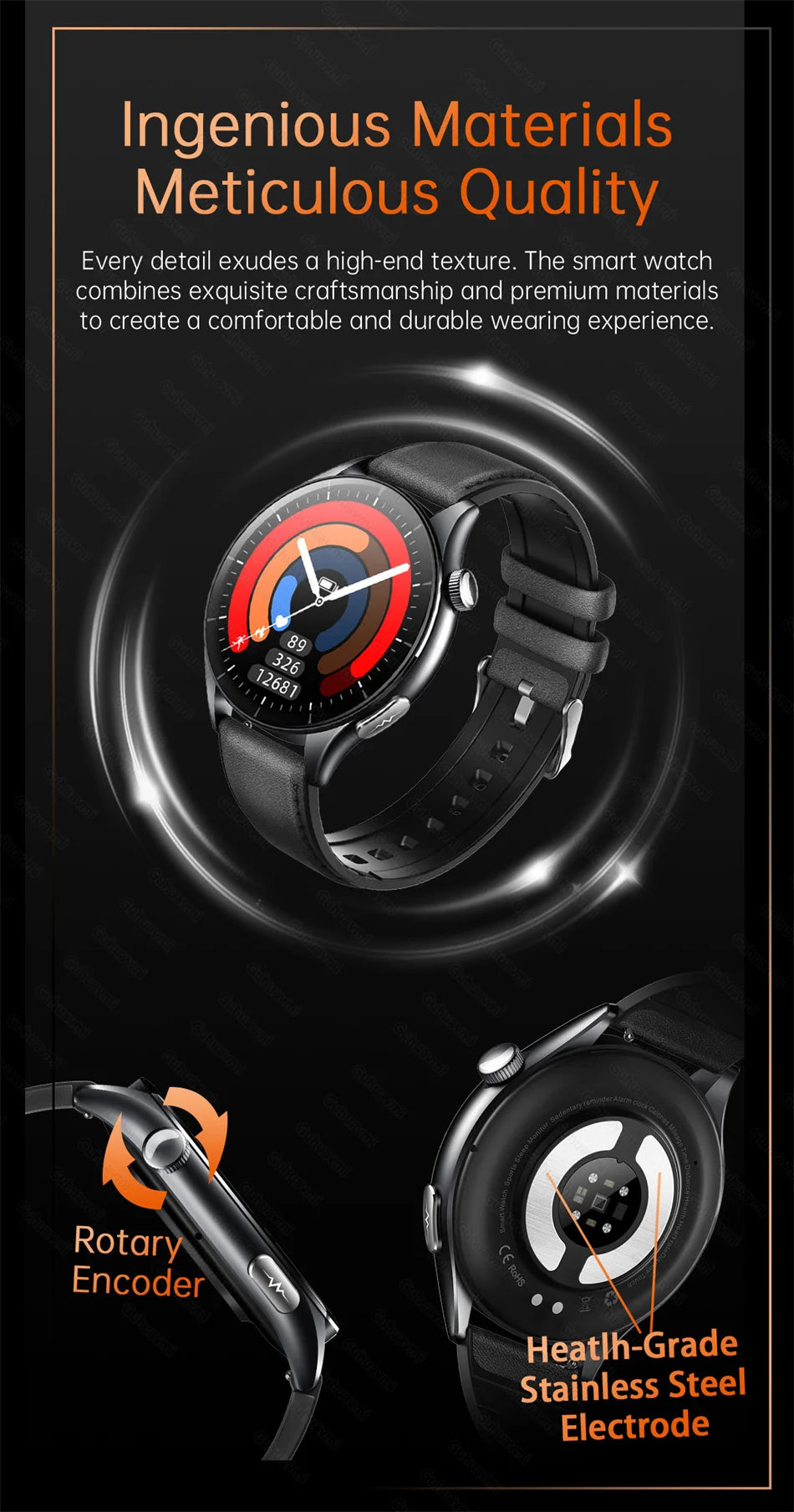 Sapphire 2025New Health managed Smart Watch Health measure Blood Fat Uric Acid Call ECG+PPG blood pressure Health Smartwatch IOS