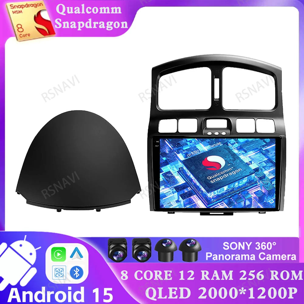 Android 15 For Hyundai Classic Santa Fe 2000-2004 JAC S1 (Rein) 2005-2015 Car Radio Qualcomm BT GPS Navigation QLED 5G WIFI AUTO