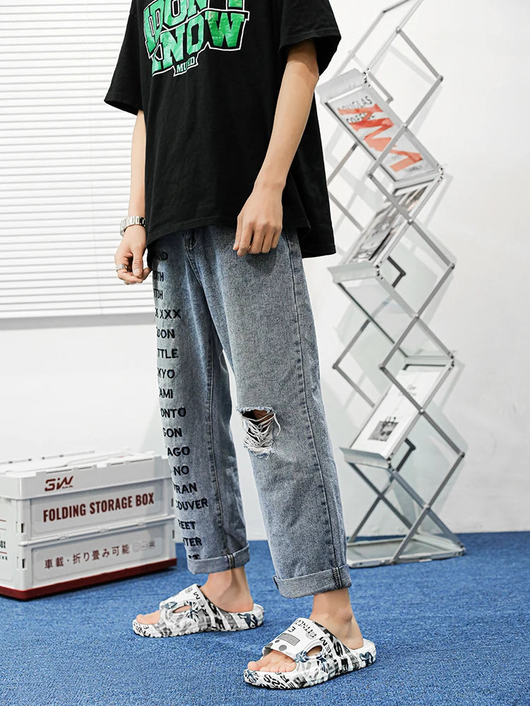 New Stylish Men Slides Shoes Indoor Comfortable Summer Male Casual Slippers Print Soft Non-slip Massage EVA Slippers Outdoor 886