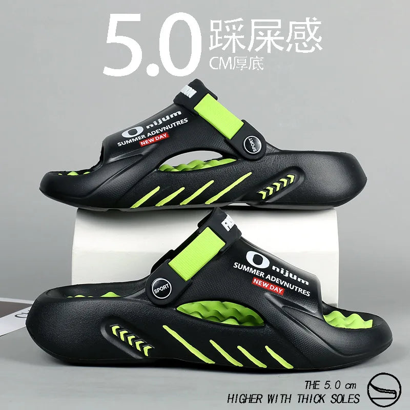 Comwarm New Thick Sole Men Sandals Indoor Outdoor Men Massage Slippers Casual Beach Slides Fashion Men's Sport Slippers Big Size
