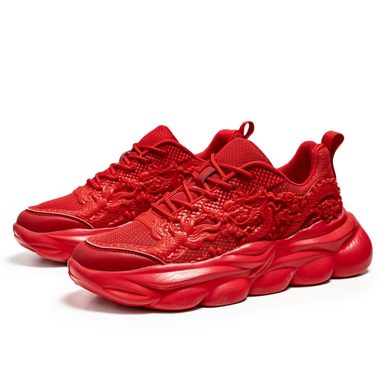 Men Casual Sneakers Cool Chinese Dragon Relief Shoes Luminous Platform Tennis Running Sport Shoe Lovers Walking Jogging Trainers