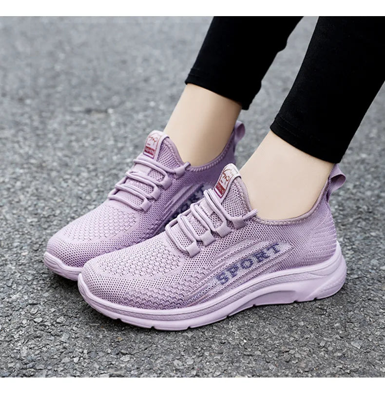 Sneakers 2025 New Fashion Wedge Platform Plus Size Casual Sports Shoes Women Lace-up Mesh Breathable Women's Vulcanized Shoes