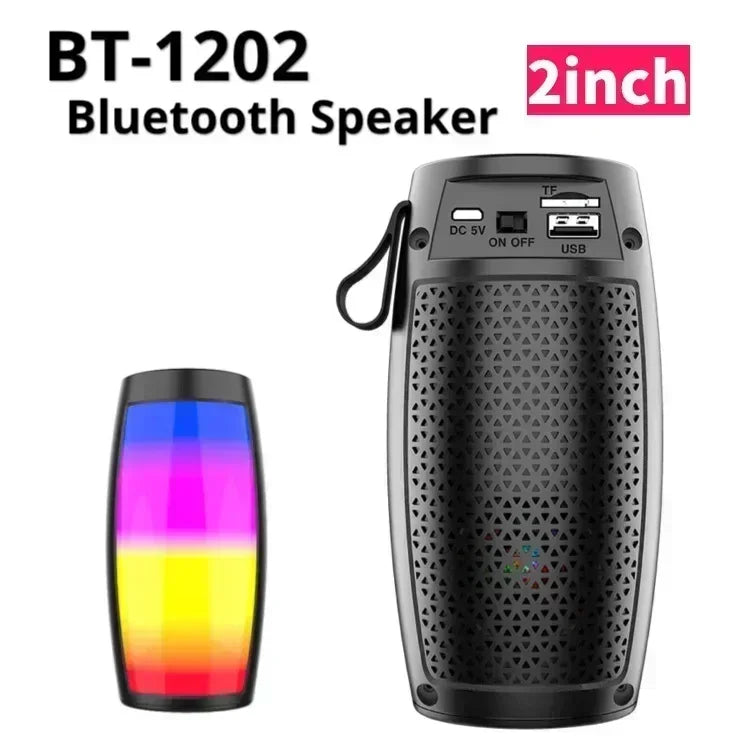 1202 Wireless Bluetooth Speaker Dual Stereo Outdoor with TF/USB Playback FM Radio Voice Broadcast Portable Subwoofer