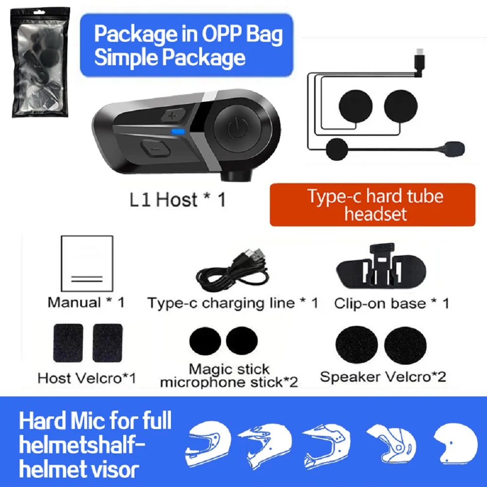 سماعة رأس خوذة بلوتوث 5.3 لاسلكية بدون استخدام اليدين طقم هاتف للدراجات النارية سماعة أذن مقاومة للماء مشغل موسيقى مكبر صوت موتو