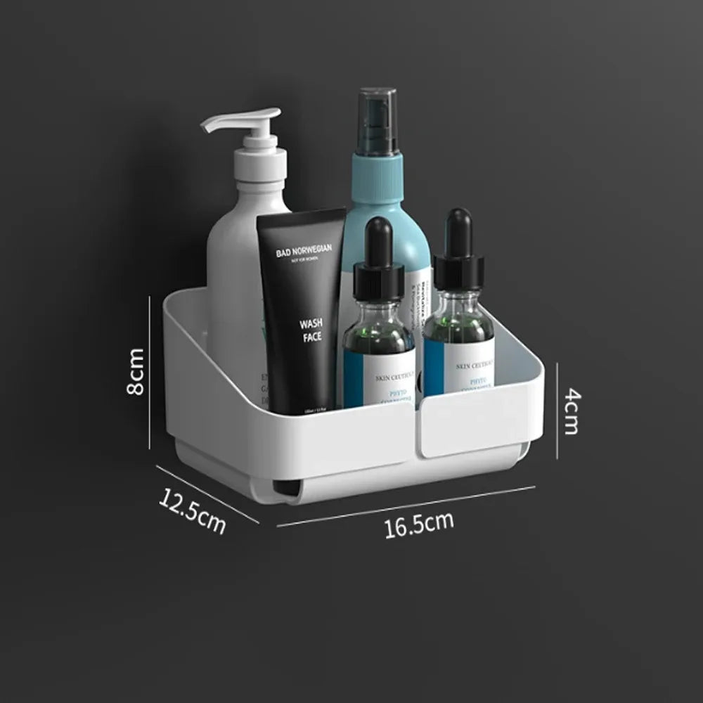 Bathroom  Kitchen Convenience Rack Shelf Makeup Storage Organizer Cosmetics Shampoo Rack Shower Shelf Wall Spice No Drilling