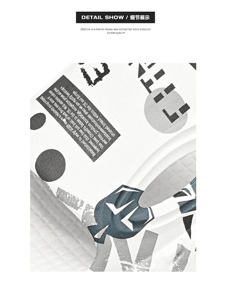 New Stylish Men Slides Shoes Indoor Comfortable Summer Male Casual Slippers Print Soft Non-slip Massage EVA Slippers Outdoor 886