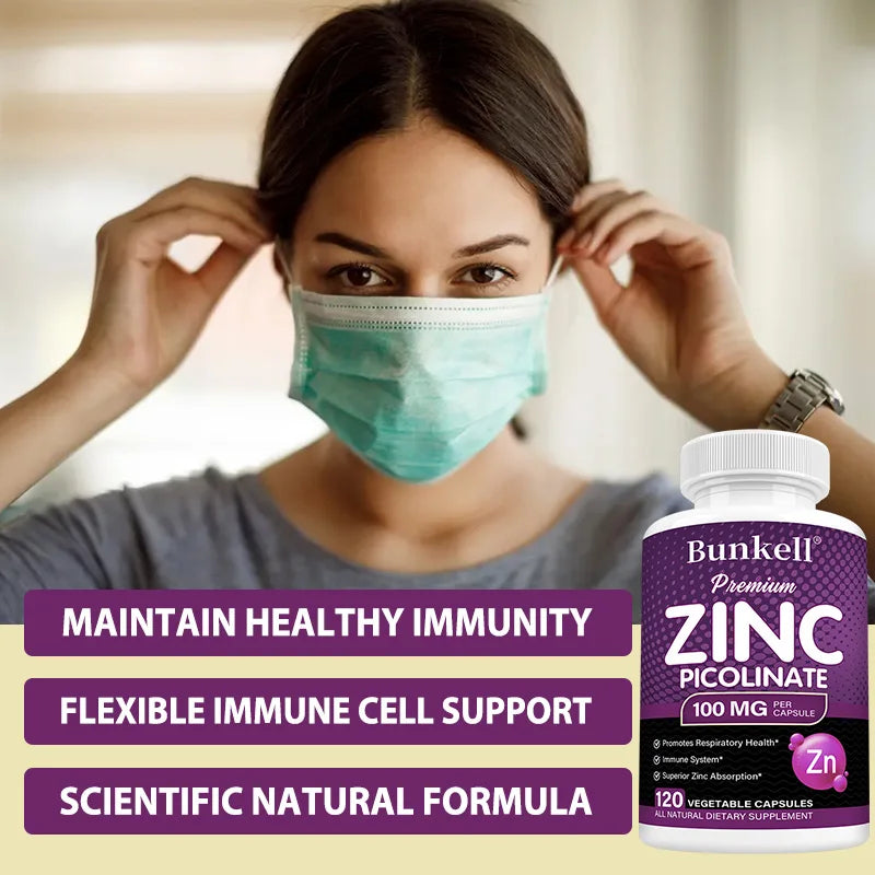 High Absorption Zinc Picolinate 100 Mg - Essential Nutrient for Respiratory Health, Immune System, and Overall Well-being