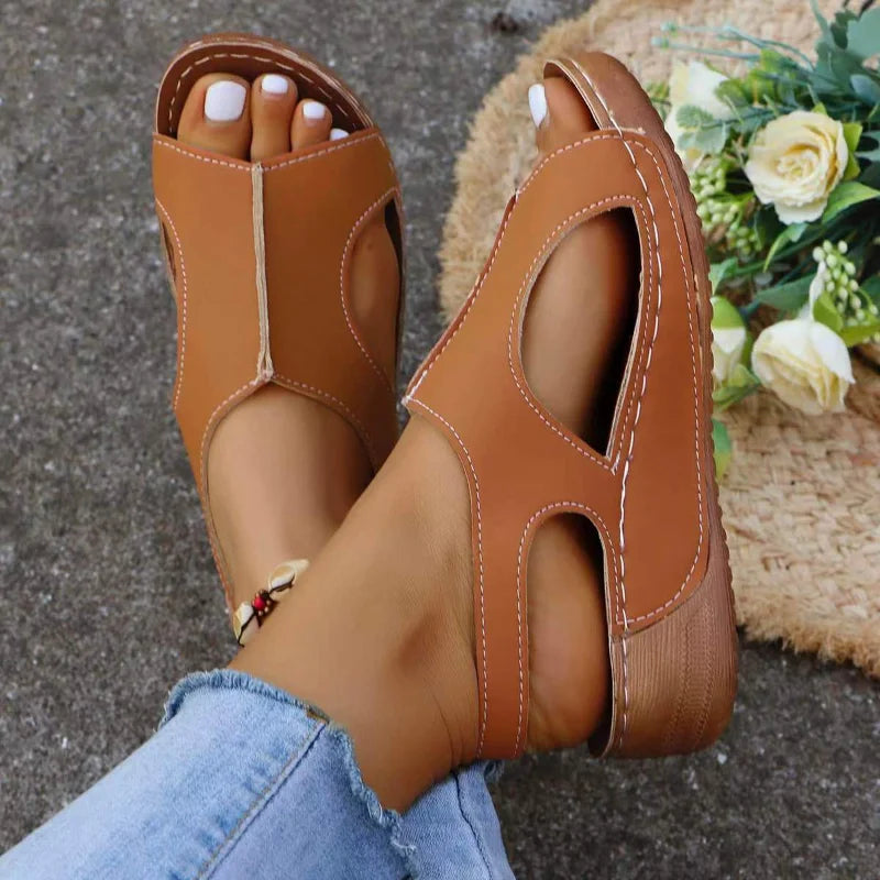 New Open Toe Women's Wedge Sandals White Summer Fashion Breathable Comfortable Sandals Woman Buckle Female Footwear Woman Shoes